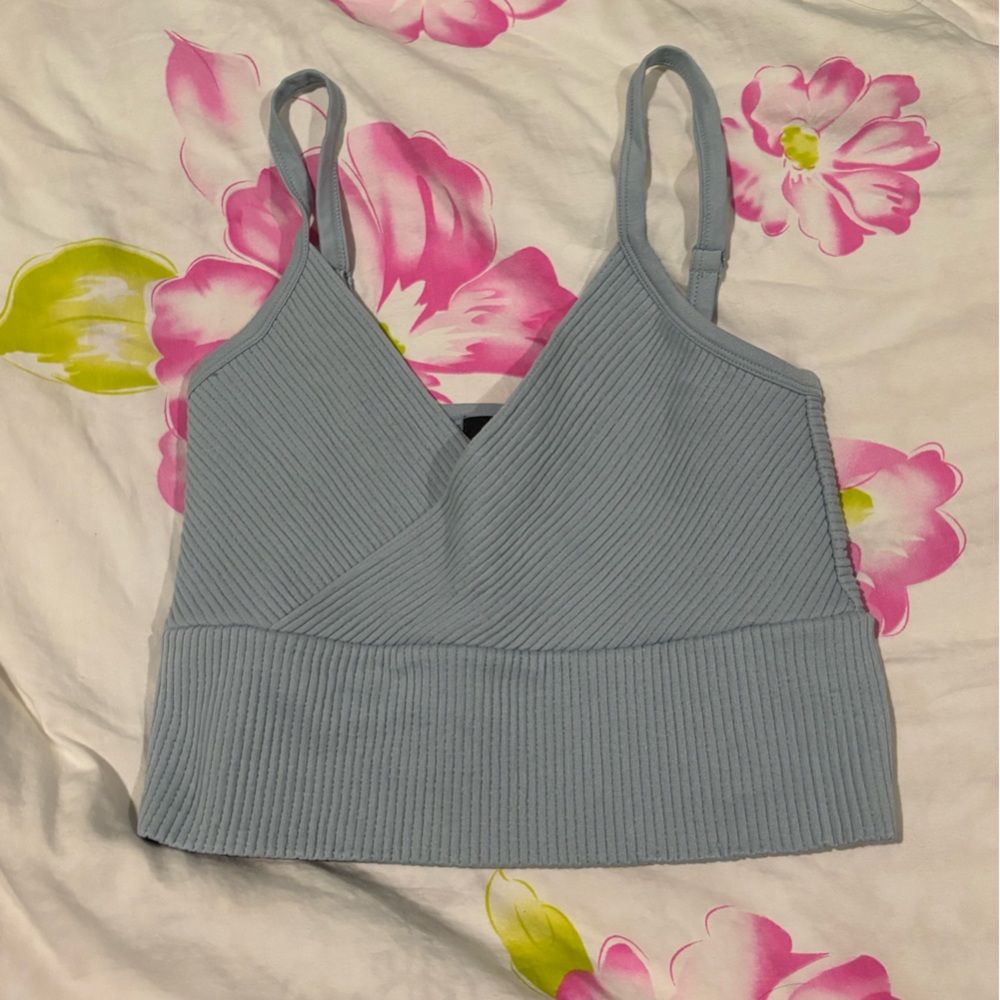 Forever 21 Blue Ribbed Tank Top Size S